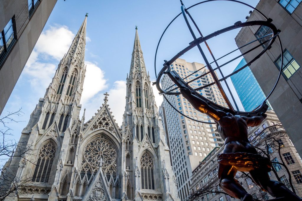 Rockefeller-Center-New-York-City-Atlas-and-Saint-Patricks-Cathedral
